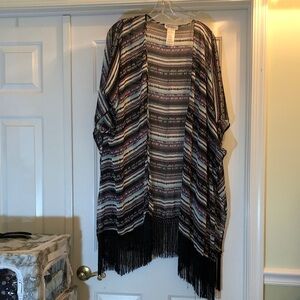 Jessica Simpson Multicolor Striped Fringe Kimono